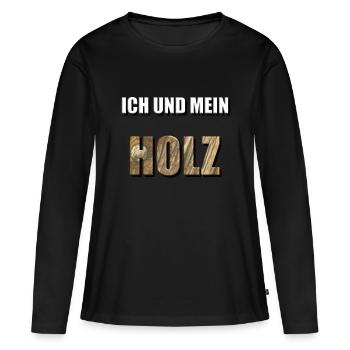 MOI ET MON BOIS - T-shirt manches longues Premium bio Femme - noir - Devant - Julia (174cm)