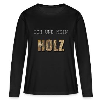 MOI ET MON BOIS - T-shirt manches longues Premium bio Femme - noir - Devant - Julia (174cm)