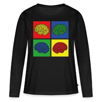 Cerveau - T-shirt manches longues Premium bio Femme - noir - Devant - Julia (174cm)