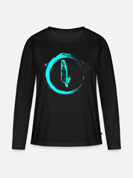 Windsurfer Windsurfen - Frauen Premium Bio Langarmshirt - Schwarz