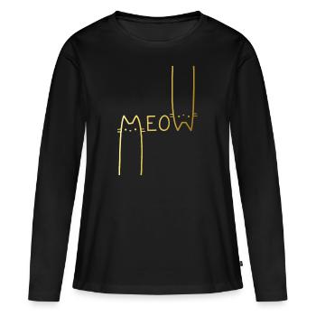 Meow! - Frauen Premium Bio Langarmshirt - Schwarz - Vorne - Julia (174cm)