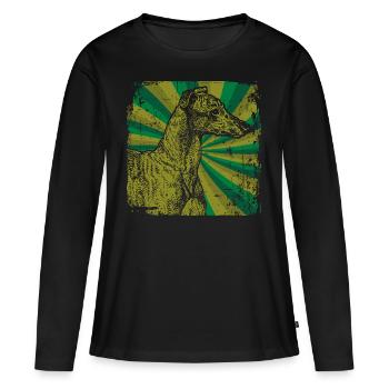 Le lévrier - T-shirt manches longues Premium bio Femme - noir - Devant - Julia (174cm)