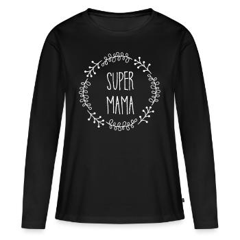 Super maman - T-shirt manches longues Premium bio Femme - noir - Devant - Julia (174cm)