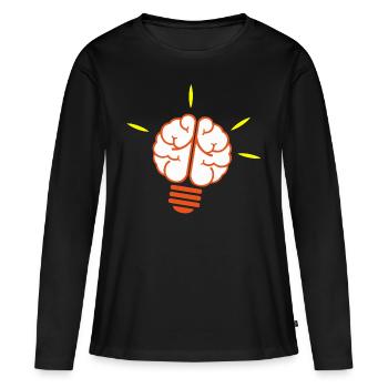 Ampoule, ampoule, lumière, cerveau - T-shirt manches longues Premium bio Femme - noir - Devant - Julia (174cm)