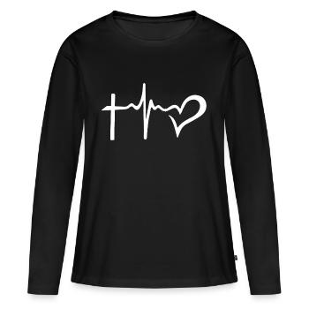 amour amour - T-shirt manches longues Premium bio Femme - noir - Devant - Julia (174cm)