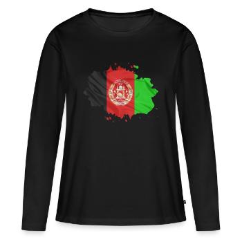 Drapeau afghan - T-shirt manches longues Premium bio Femme - noir - Devant - Julia (174cm)
