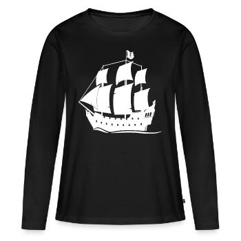Bateau pirate blanc - T-shirt manches longues Premium bio Femme - noir - Devant - Julia (174cm)