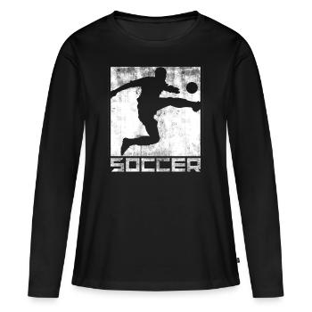 Fußball Tor Soccer team Sport Laufen Fußballplatz - Frauen Premium Bio Langarmshirt - Schwarz - Vorne - Julia (174cm)