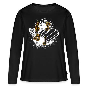 Musik Musiknote Musikschule Melodie Instrument - Frauen Premium Bio Langarmshirt - Schwarz - Vorne - Julia (174cm)