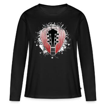 Musik Gitarre Musikschule Gitarrist Konzert music - Frauen Premium Bio Langarmshirt - Schwarz - Vorne - Julia (174cm)