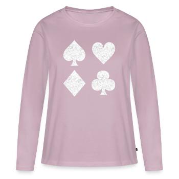 Piek heart check cross card game casino gift - Women's Premium Organic Long Sleeve Shirt - dusky pink - Front - Julia (174cm)