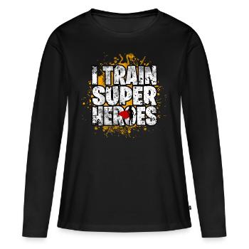 superhéros - T-shirt manches longues Premium bio Femme - noir - Devant - Julia (174cm)