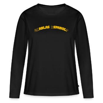spanisch sprechen - Frauen Premium Bio Langarmshirt - Schwarz - Vorne - Julia (174cm)