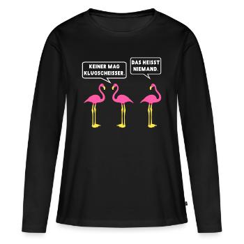 Flamant rose drôle | Personne n'aime smartass - T-shirt manches longues Premium bio Femme - noir - Devant - Julia (174cm)