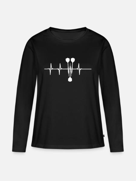 Darts Darten Dart Dartbeat - Frauen Premium Bio Langarmshirt - Schwarz