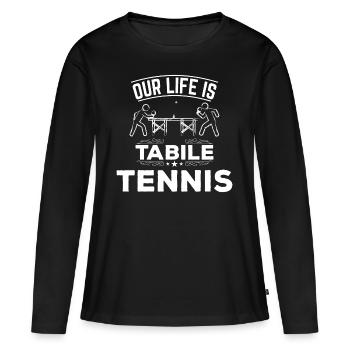 Tennis de table tennis de table - T-shirt manches longues Premium bio Femme - noir - Devant - Julia (174cm)