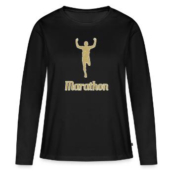 Marathon marathon coureurs - T-shirt manches longues Premium bio Femme - noir - Devant - Julia (174cm)