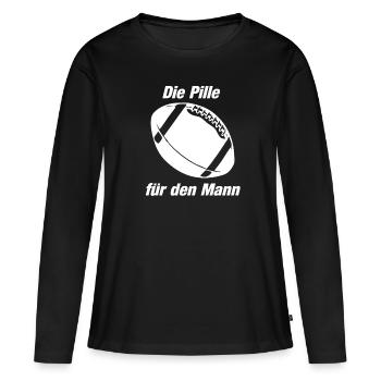 Geschenkidee - Die Pille fuer den Mann - Frauen Premium Bio Langarmshirt - Schwarz - Vorne - Julia (174cm)