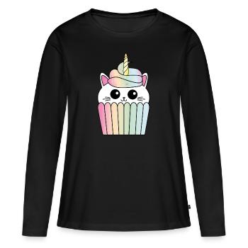 Cat unicorn muffin caticorn sweet nibble gift - Women's Premium Organic Long Sleeve Shirt - black - Front - Julia (174cm)