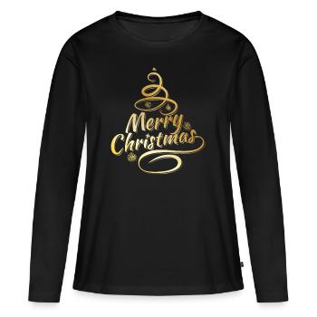 Joyeux Noël Or - T-shirt manches longues Premium bio Femme - noir - Devant - Julia (174cm)