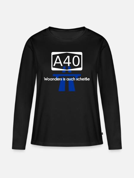 A40 Autobahn - Frauen Premium Bio Langarmshirt - Schwarz