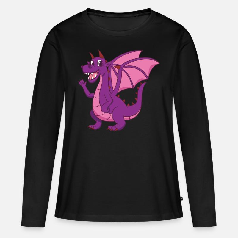 Mutter Drache - Frauen Premium Bio Langarmshirt - Schwarz