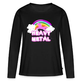 heavy metal - T-shirt manches longues Premium bio Femme - noir - Devant - Julia (174cm)