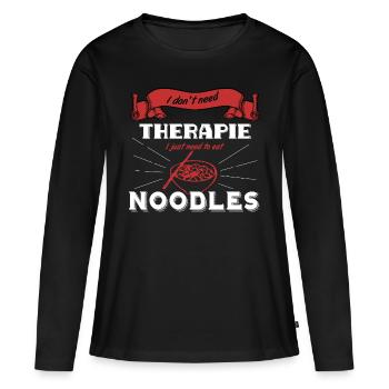 Nudeln Noodles - Frauen Premium Bio Langarmshirt - Schwarz - Vorne - Julia (174cm)