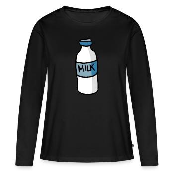 Lait - T-shirt manches longues Premium bio Femme - noir - Devant - Julia (174cm)