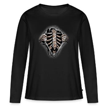 Squelette - T-shirt manches longues Premium bio Femme - noir - Devant - Julia (174cm)