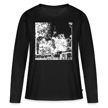 Ma maison - vue sur la cour arrière - idylle rurale - T-shirt manches longues Premium bio Femme - noir - Devant - Julia (174cm)