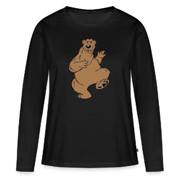 Ours dansant - T-shirt manches longues Premium bio Femme - noir - Devant - Julia (174cm)