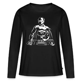 dj - T-shirt manches longues Premium bio Femme - noir - Devant - Julia (174cm)