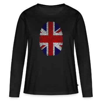 United Kingdom fingerprint finger English flag - Women's Premium Organic Long Sleeve Shirt - black - Front - Julia (174cm)