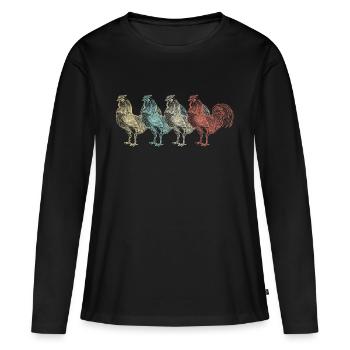 Poulet Poulet - T-shirt manches longues Premium bio Femme - noir - Devant - Julia (174cm)