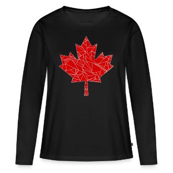 Feuille d'érable du Canada - T-shirt manches longues Premium bio Femme - noir - Devant - Julia (174cm)