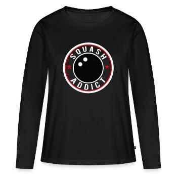 accro au squash - T-shirt manches longues Premium bio Femme - noir - Devant - Julia (174cm)