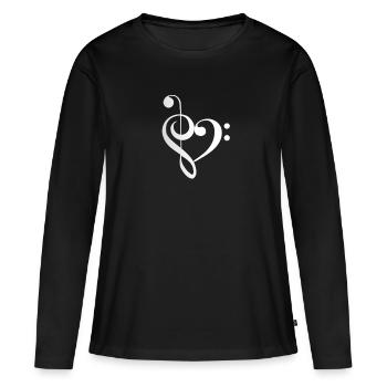 Heart Music Clef Bass Clef - Women's Premium Organic Long Sleeve Shirt - black - Front - Julia (174cm)