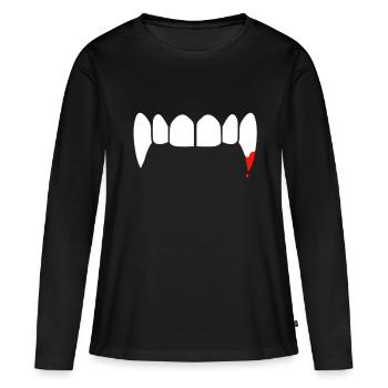 CARNAVAL DE DENTS DE VAMPIRE DRACULA HALLOWEEN SCARY - T-shirt manches longues Premium bio Femme - noir - Devant - Julia (174cm)