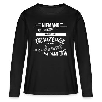 témoin fidèle - T-shirt manches longues Premium bio Femme - noir - Devant - Julia (174cm)