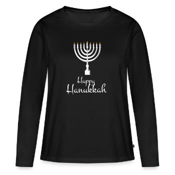 Hanoukka Judaïsme Juif Juif Juif Hanouka - T-shirt manches longues Premium bio Femme - noir - Devant - Julia (174cm)