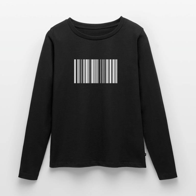 Code à barres code à barres blanc T-shirt manches longues Premium bio Femme