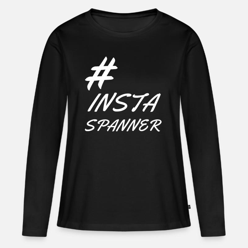 Hashtag Insta Spanner - Frauen Premium Bio Langarmshirt - Schwarz