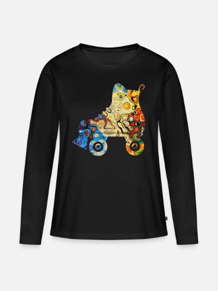 Rollschuhe - Frauen Premium Bio Langarmshirt - Schwarz
