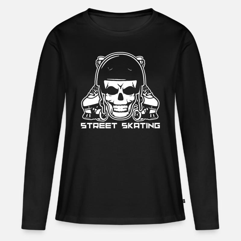 Rollschuhe - Frauen Premium Bio Langarmshirt - Schwarz