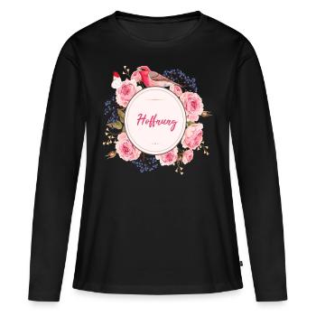 Hoffnung Blumen Liebe Geschenkidee - Frauen Premium Bio Langarmshirt - Schwarz - Vorne - Julia (174cm)