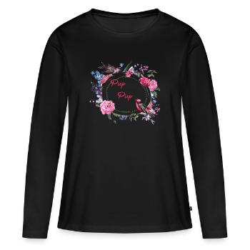 Poussins oiseaux bip bip idée cadeau - T-shirt manches longues Premium bio Femme - noir - Devant - Julia (174cm)