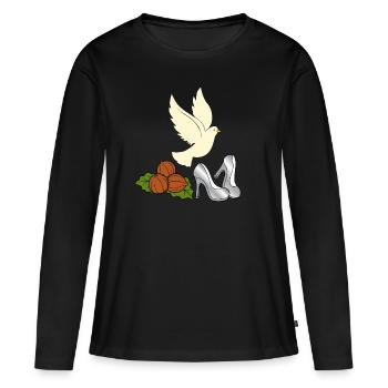 Trois noisettes pour  - T-shirt manches longues Premium bio Femme - noir - Devant - Julia (174cm)
