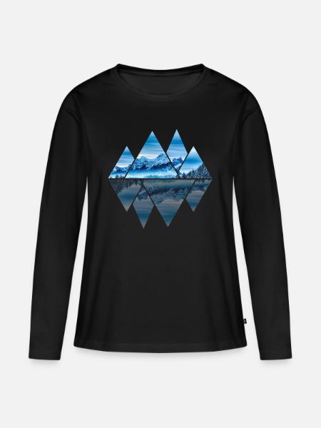 Berge eis und schnee gletscher geometrie Natur - Frauen Premium Bio Langarmshirt - Schwarz