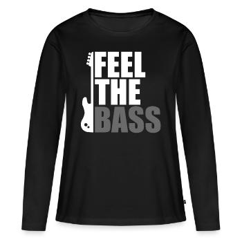 Bass - T-shirt manches longues Premium bio Femme - noir - Devant - Julia (174cm)